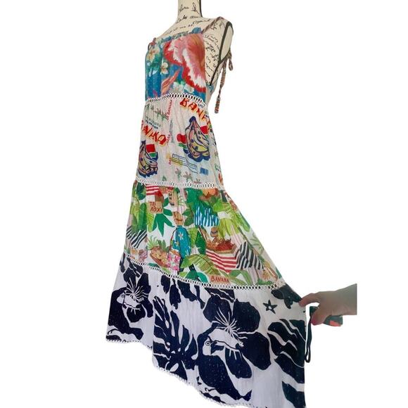 FARM RIO MAXI DRESS FLOWY SZ SMALL TROPICAL FRUITY PRINT AESTHETIC COCONUTGIRL - Picture 14 of 16